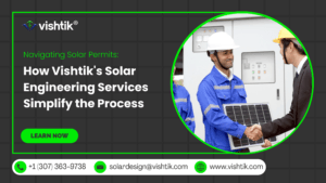 Blog banner showing a solar technician and business representative completing a project handoff