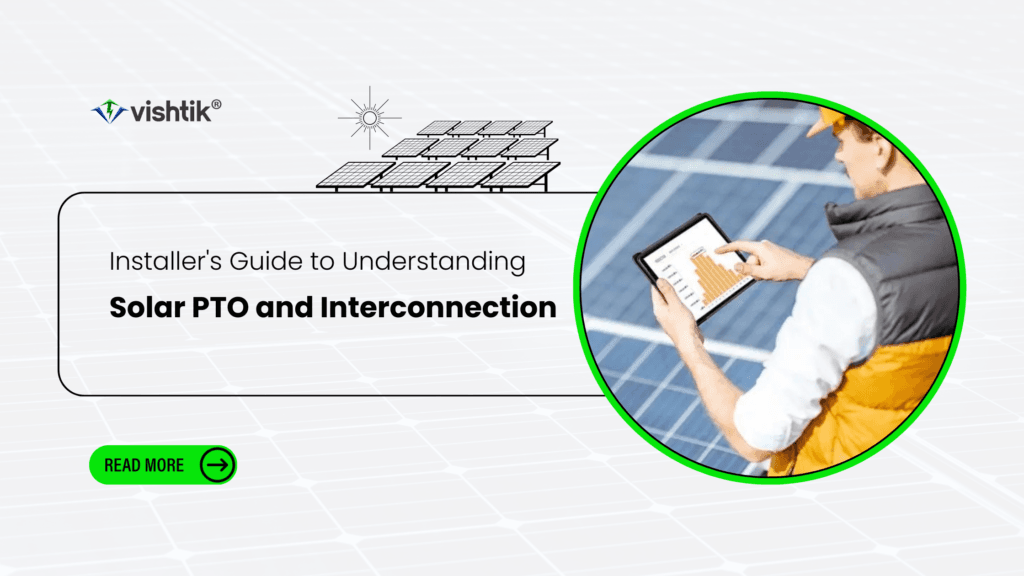 Blog banner showing an installer using a tablet beside solar panels