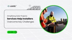 Blog banner showing solar professionals reviewing plans at an installation site