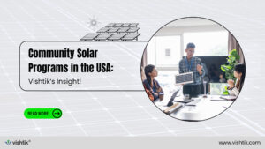 Blog banner about community solar programs in the United States with a team discussing a solar project