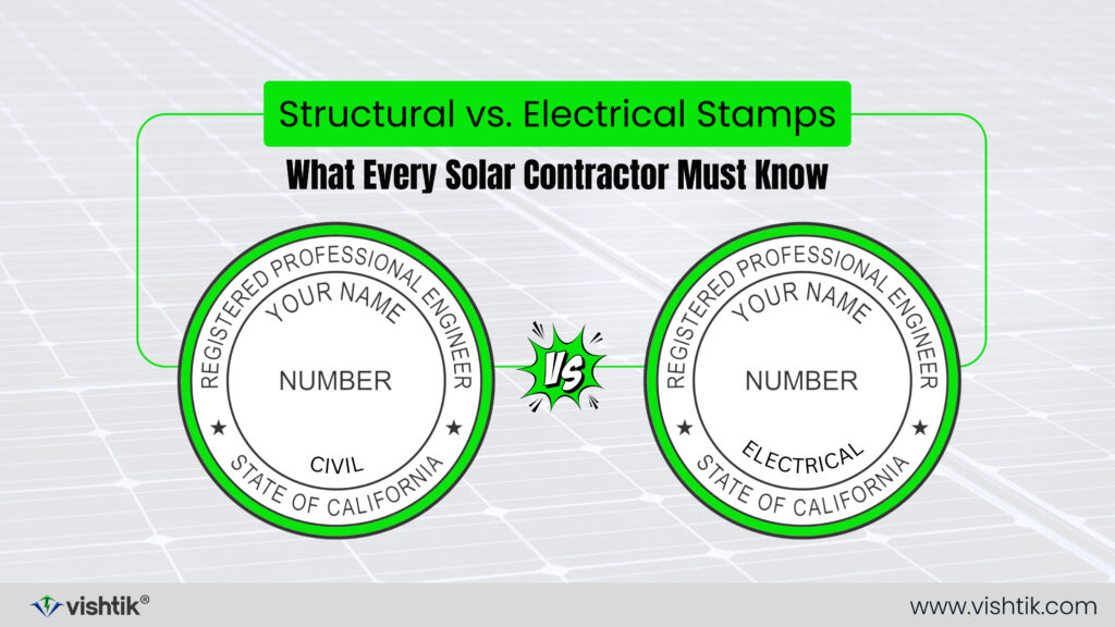 Blog banner comparing civil structural and electrical professional engineer stamps