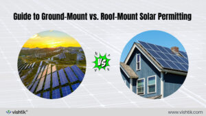 Blog banner comparing ground-mount and rooftop solar permitting