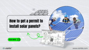 Blog banner showing solar installers and permit drawings for a photovoltaic project