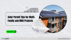 Blog banner with solar permit tips for multi-family and multi-dwelling projects