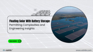 Blog banner about engineering and permitting floating solar with battery storage