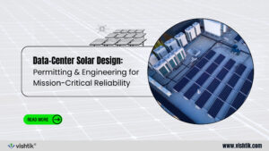 Blog banner about solar permitting and engineering for mission-critical data center reliability