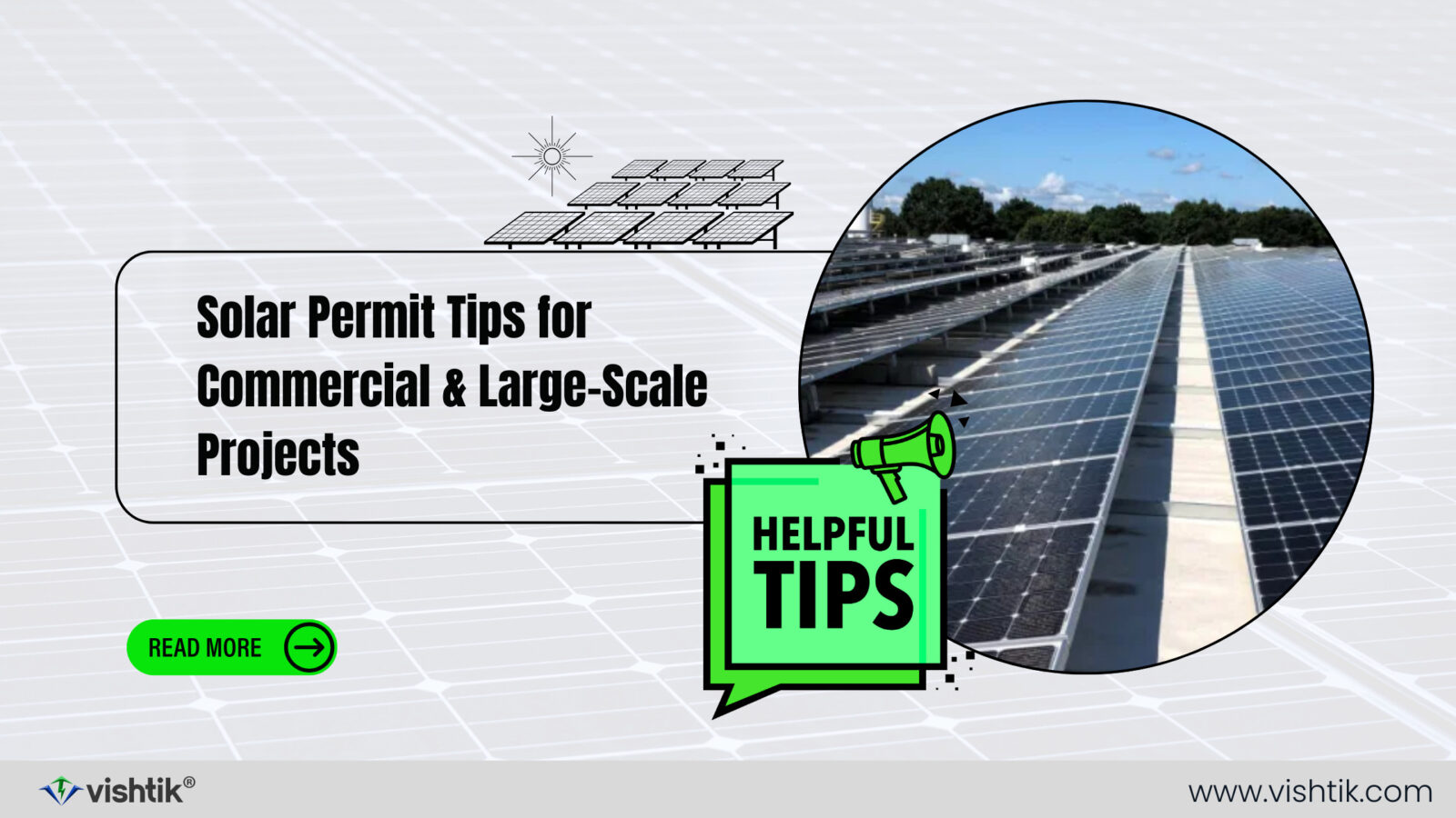 Blog banner with permit tips for commercial and large-scale solar projects
