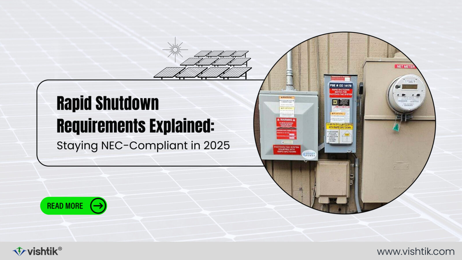 Blog banner about NEC-compliant rapid shutdown requirements for solar systems