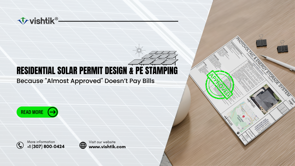 Blog banner showing an approved residential solar permit plan and PE stamping service