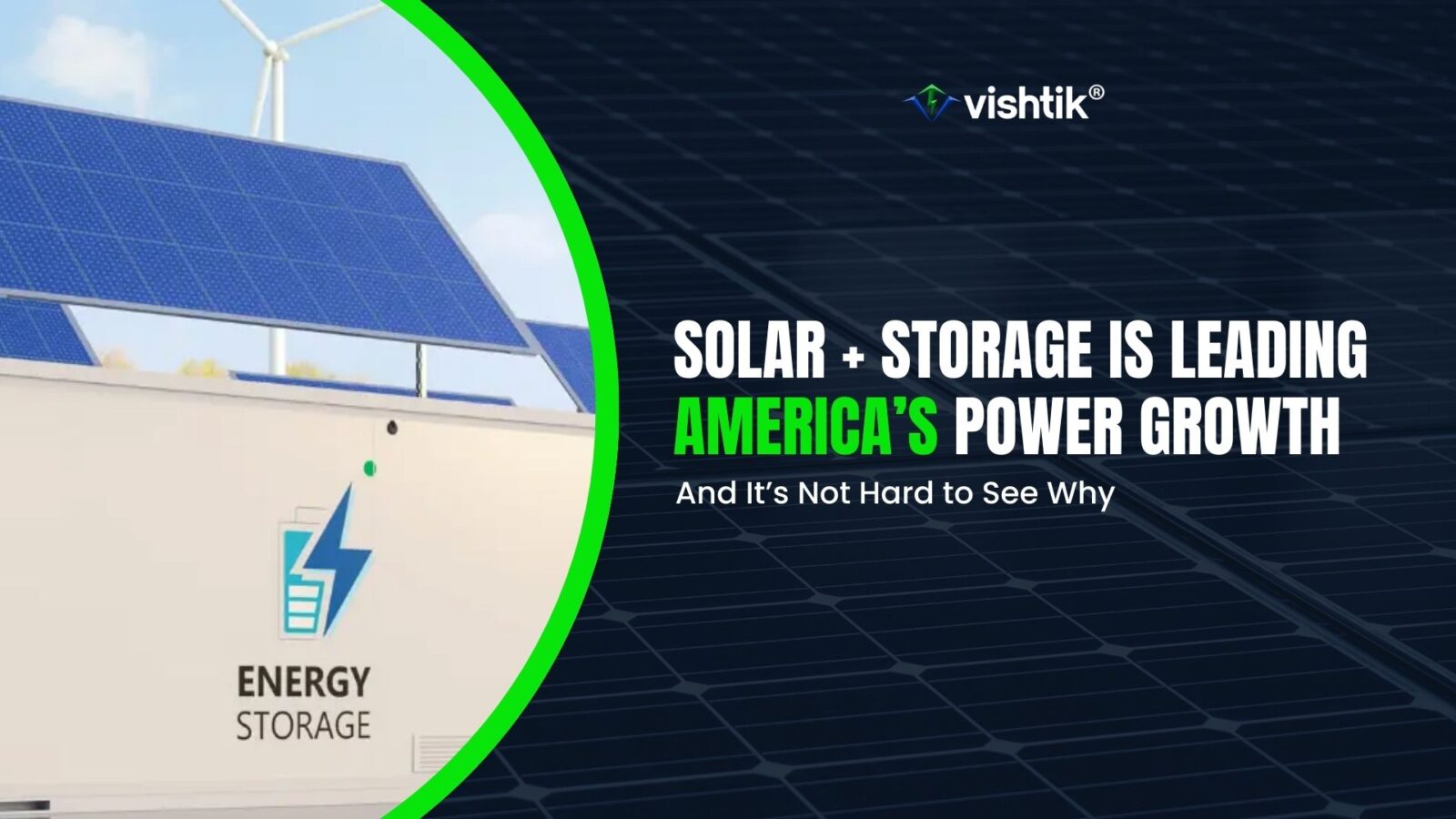Blog banner about solar and battery storage leading power growth in America