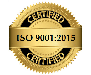 ISO 9001:2015 certified quality management badge