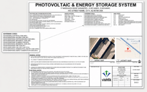 What's in a solar permit plan set? A sheet-by-sheet checklist Residential solar and energy storage permit cover sheet with project maps and code summary