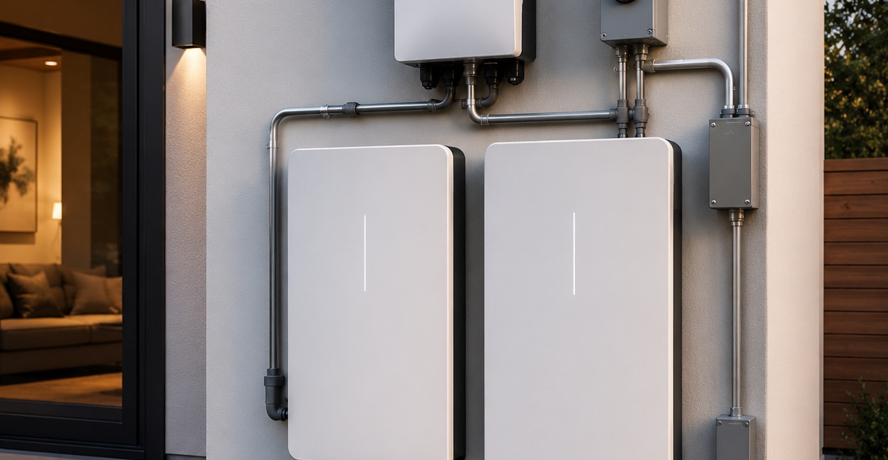 Wall-mounted home battery storage units, inverter and electrical disconnect equipment