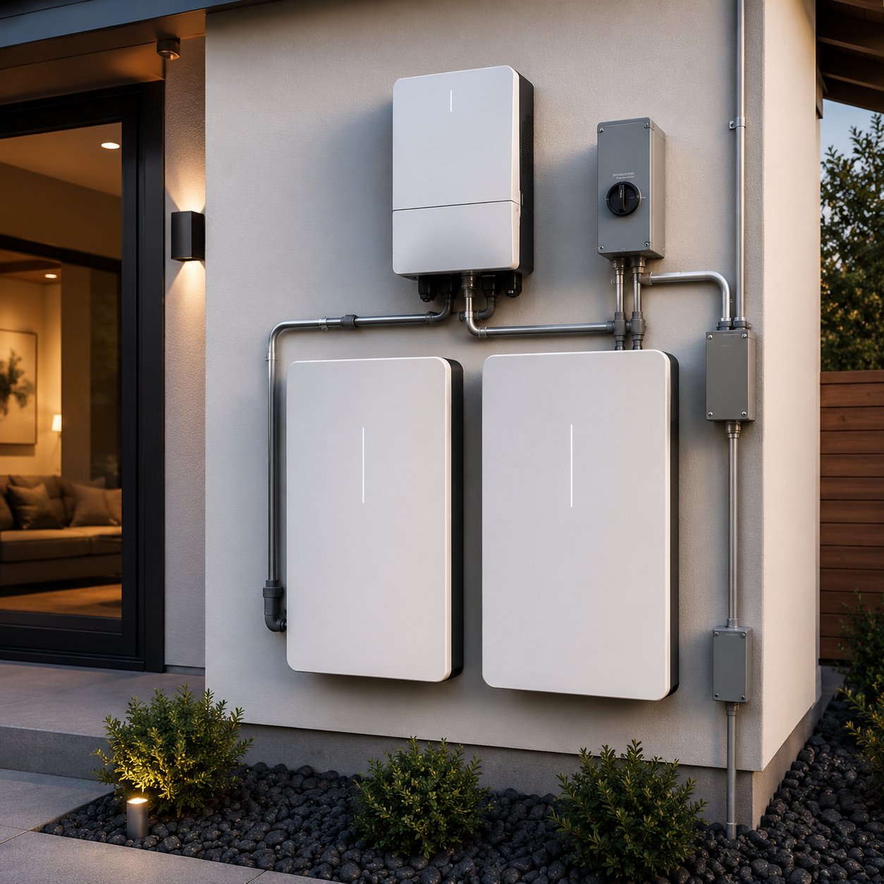 wall mounted home battery storage units inverter and electrical disconnect equipment