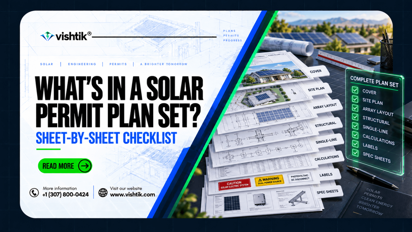 Solar permit plan set checklist: engineering drawing sheets for a residential solar project